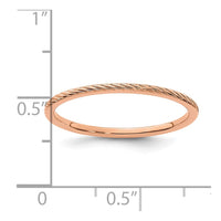 10K Rose Gold 1.2mm Twisted Wire Pattern Stackable Band Size 6.5