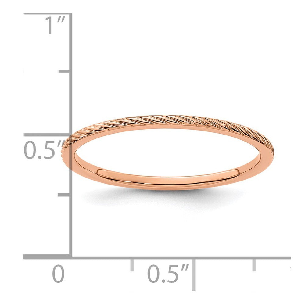 10K Rose Gold 1.2mm Twisted Wire Pattern Stackable Band Size 5