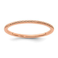 10K Rose Gold 1.2mm Twisted Wire Pattern Stackable Band Size 6.5