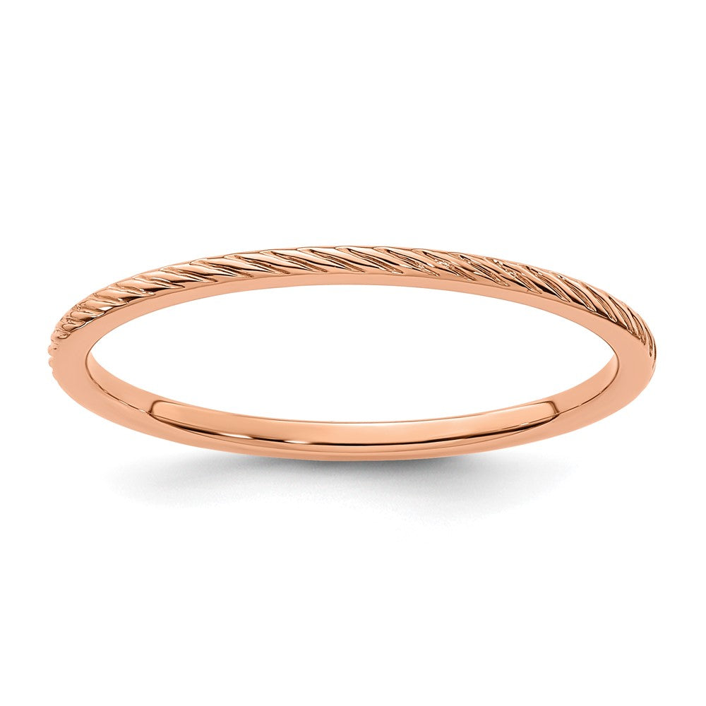 10K Rose Gold 1.2mm Twisted Wire Pattern Stackable Band Size 8.5