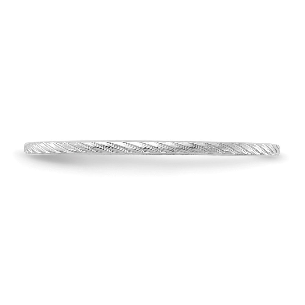 10K White Gold 1.2mm Twisted Wire Pattern Stackable Band Size 7