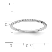 10K White Gold 1.2mm Twisted Wire Pattern Stackable Band Size 7.5