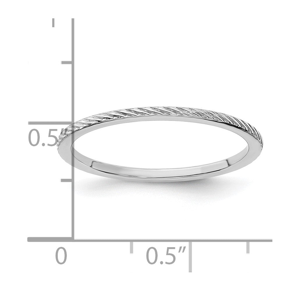 10K White Gold 1.2mm Twisted Wire Pattern Stackable Band Size 8.5