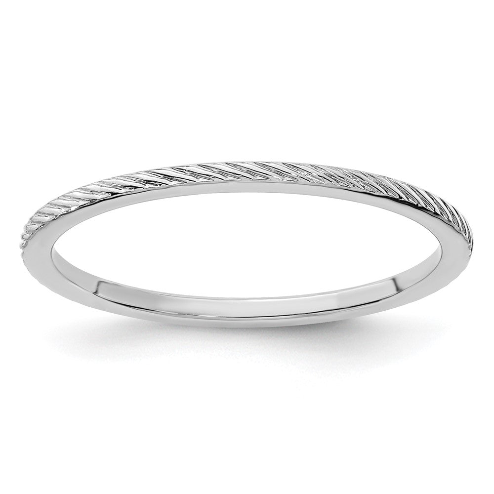 10K White Gold 1.2mm Twisted Wire Pattern Stackable Band Size 7