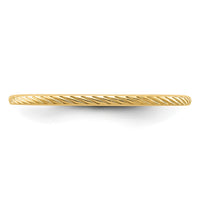 10K Gold 1.2mm Twisted Wire Pattern Stackable Band Size 4