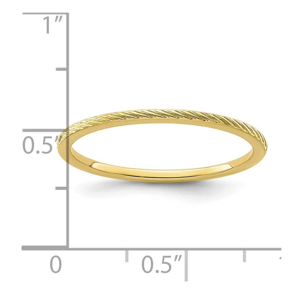 10K Gold 1.2mm Twisted Wire Pattern Stackable Band Size 9.5