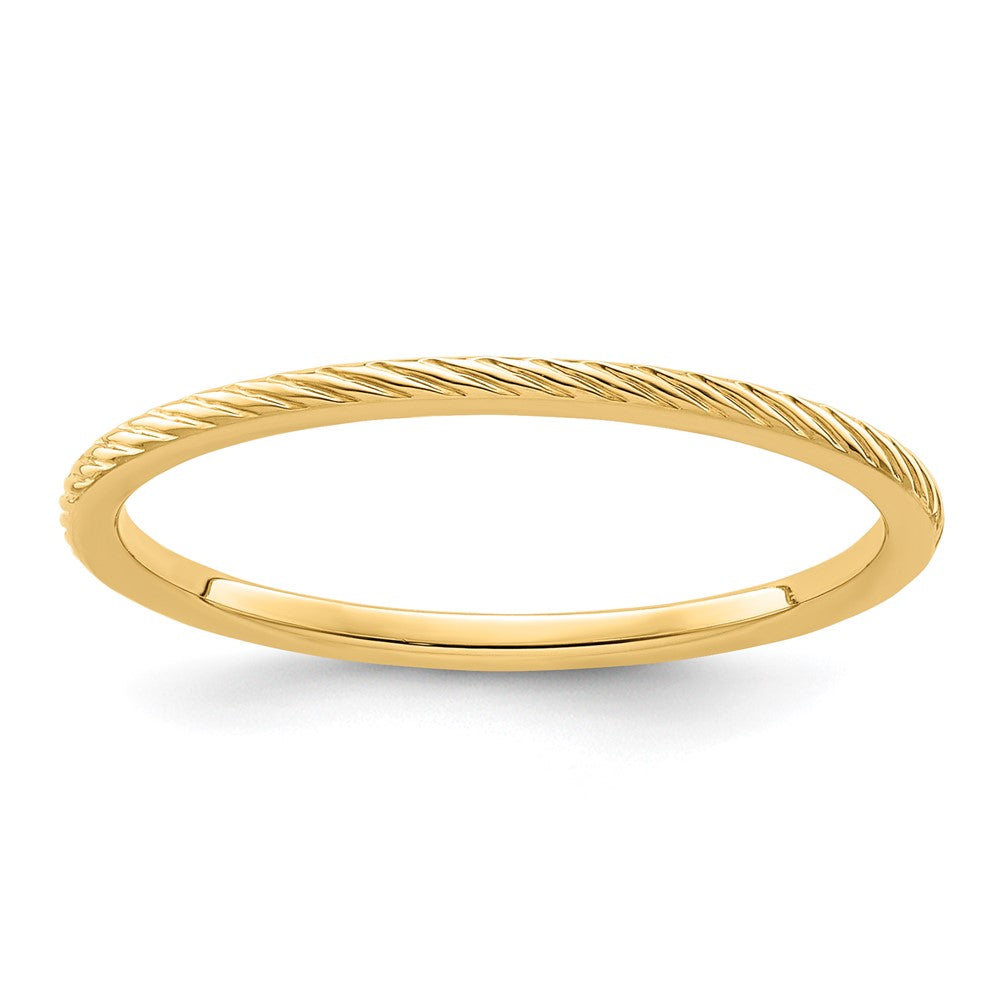 10K Gold 1.2mm Twisted Wire Pattern Stackable Band Size 8.5