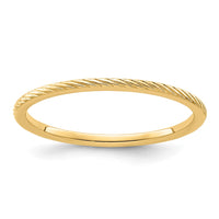 10K Gold 1.2mm Twisted Wire Pattern Stackable Band Size 8.5
