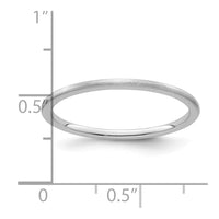10K White Gold 1.2mm Half Round Satin Stackable Band Size 8