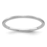 10K White Gold 1.2mm Half Round Satin Stackable Band Size 8