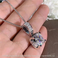 2.00Ct Round Cut Lab Created Diamond Women's Fancy Pendant 14K White Gold Over ABC Jewelery
