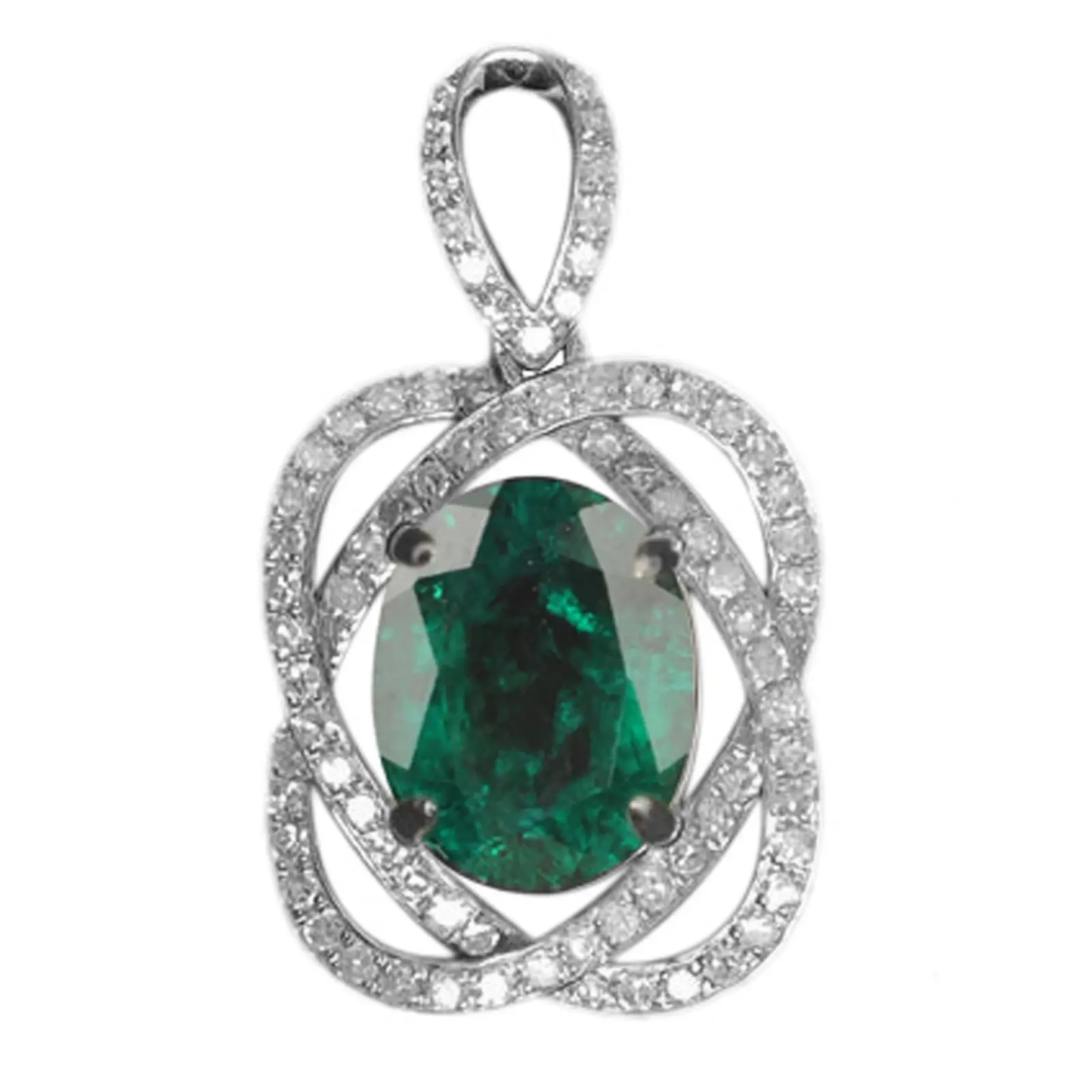 2.65Ct Oval Shape Natural Green Emerald Women's Pendant In 925 Sterling Silver ABC Jewelery