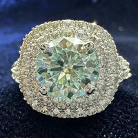 3.52 Ct Vvs1 Blue White Round Moissanite Diamond Engagement Ring 925 Silver ABC Jewelery