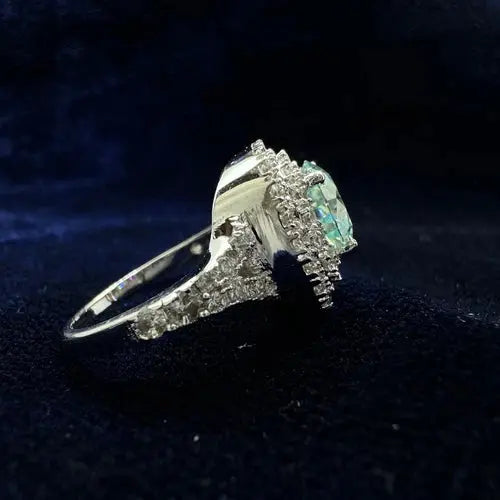 3.52 Ct Vvs1 Blue White Round Moissanite Diamond Engagement Ring 925 Silver ABC Jewelery