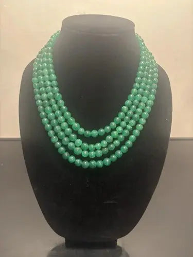 4 Strand Womens Green Emerald 1093.00 Cts Beautiful Necklace Jewelery ABC Jewelery