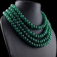 4 Strand Womens Green Emerald 1500.00 Cts Beautiful Necklace Jewelery VK 17 E631 ABC Jewelery