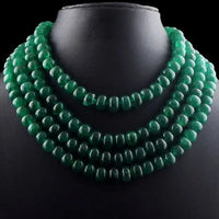 4 Strand Womens Green Emerald 1500.00 Cts Beautiful Necklace Jewelery VK 17 E631 ABC Jewelery