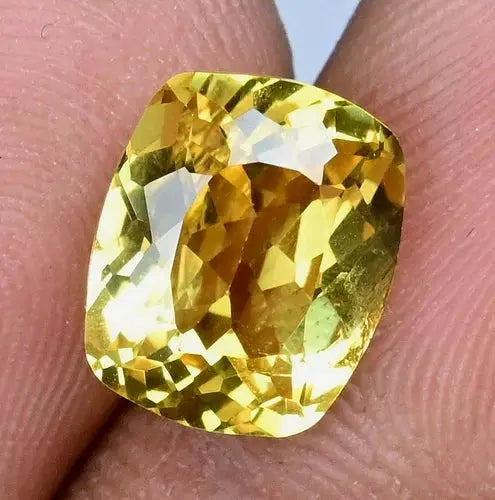 5.75 CT Natural Ceylon Yellow Sapphire Cushion Certified Flawless Loose Gemstone ABC Jewelery