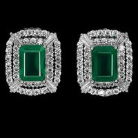 925 Sterling Silver Earrings Octagon Aventurine 7x5mm Natural Gemstone Jewelry ABC Jewelery