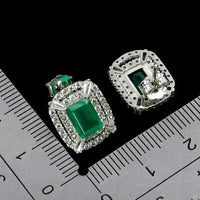 925 Sterling Silver Earrings Octagon Aventurine 7x5mm Natural Gemstone Jewelry ABC Jewelery
