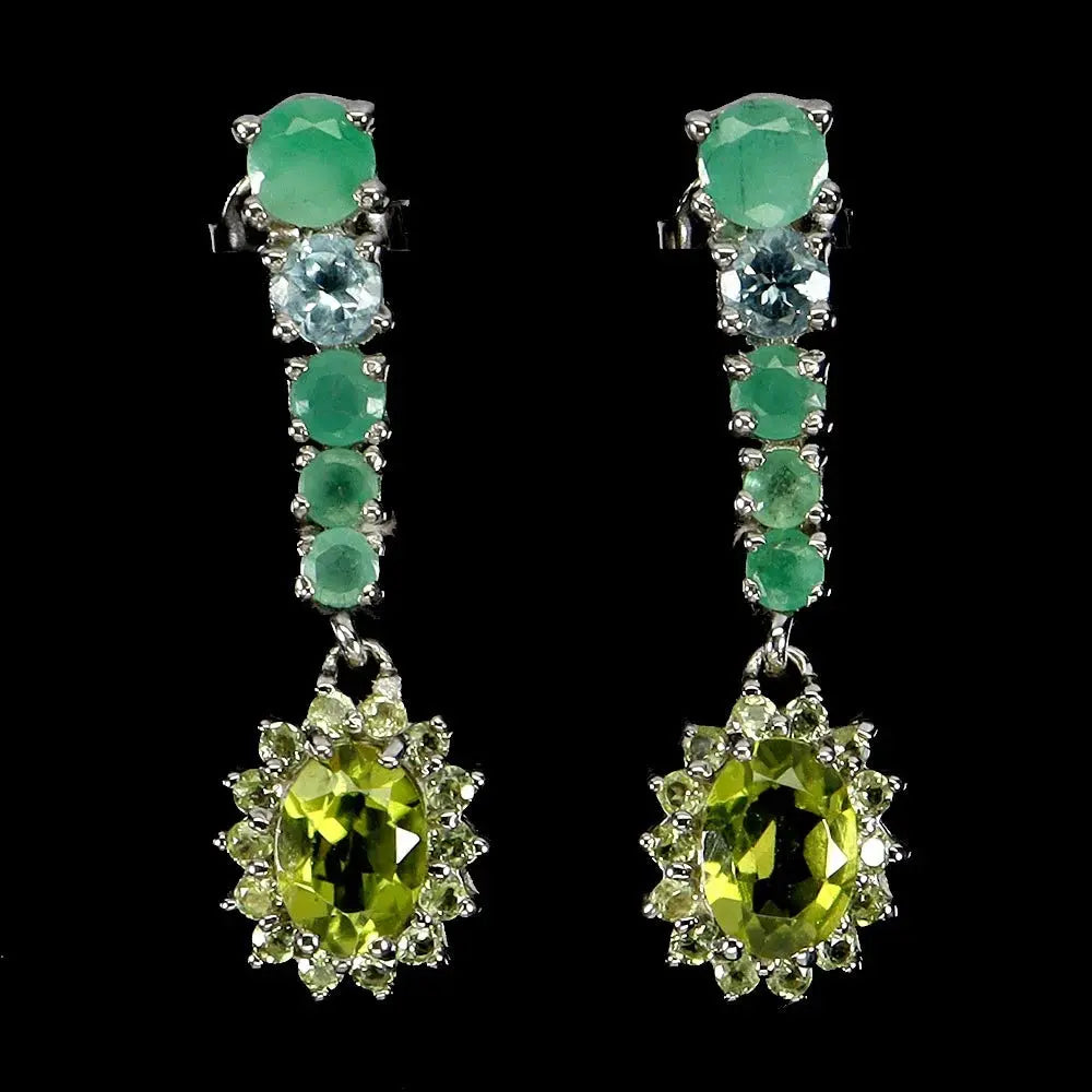 925 Sterling Silver Earrings Oval Peridot 7x5mm Emerald Natural Gemstone Jewelry ABC Jewelery