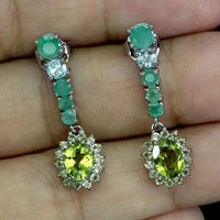 925 Sterling Silver Earrings Oval Peridot 7x5mm Emerald Natural Gemstone Jewelry ABC Jewelery