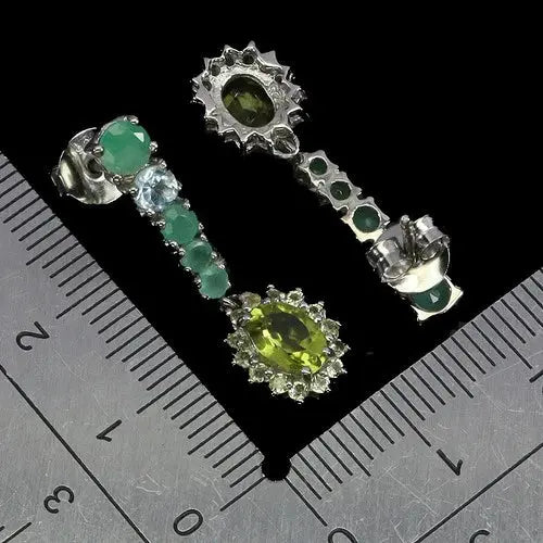 925 Sterling Silver Earrings Oval Peridot 7x5mm Emerald Natural Gemstone Jewelry ABC Jewelery