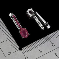 925 Sterling Silver Earrings Oval Ruby 7x5mm Ruby Diamond Cut Gemstone Jewelry ABC Jewelery