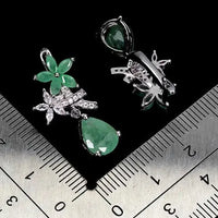 925 Sterling Silver Earrings Pear Emerald 9x7mm Natural Gemstone Jewelry ABC Jewelery