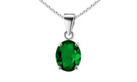 925 Sterling Silver Emerald Oval Cut Pendant Necklace and Earring Set For Women ABC Jewelery