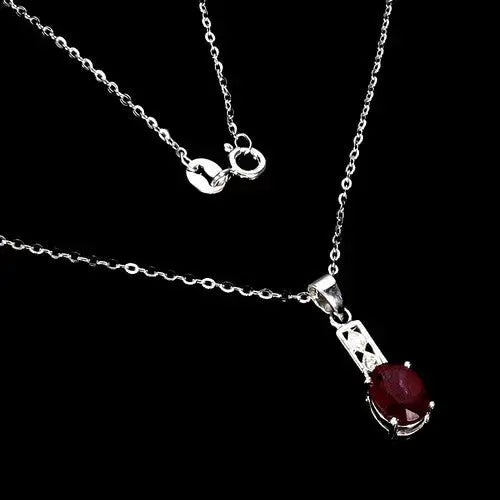 925 Sterling Silver Necklace Oval Ruby 8x6mm Natural Gemstone Jewelry 18inches ABC Jewelery