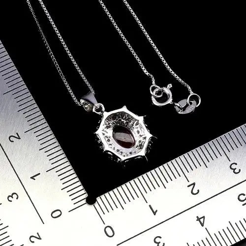 925 Sterling Silver Necklace Oval Ruby 8x6mm Natural Gemstone Jewelry 18inches ABC Jewelery