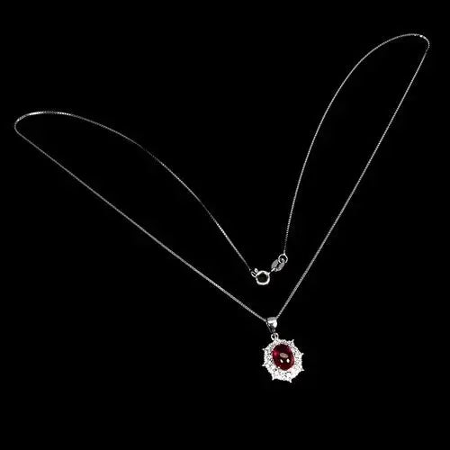 925 Sterling Silver Necklace Oval Ruby 8x6mm Natural Gemstone Jewelry 18inches ABC Jewelery