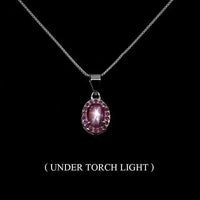 925 Sterling Silver Necklace Oval Star Ruby 6x4mm Ruby Diamond Cut Gemstone 18in ABC Jewelery