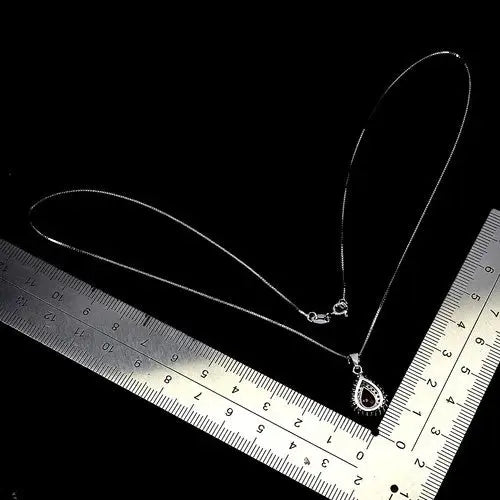 925 Sterling Silver Necklace Pear Ruby 7x5mm Natural Gemstone Jewelry 18inches ABC Jewelery