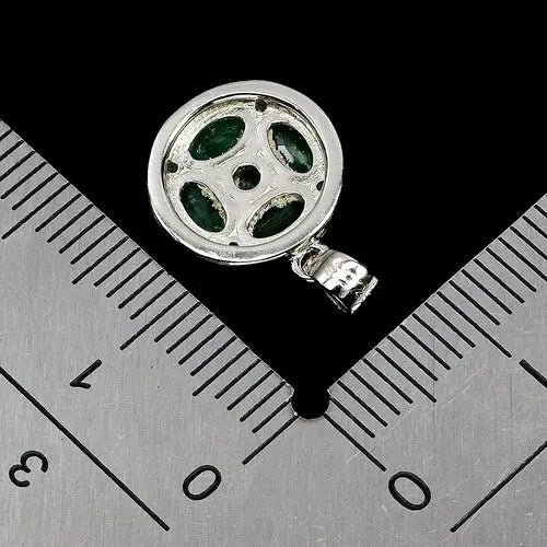 925 Sterling Silver Pendant Oval Emerald 5x3mm Natural Gemstone Jewelry ABC Jewelery
