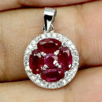 925 Sterling Silver Pendant Oval Ruby 5x3mm Natural Gemstone Jewelry ABC Jewelery