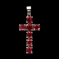 925 Sterling Silver Pendant Oval Ruby 5x4mm Cross Natural Gemstone Jewelry ABC Jewelery