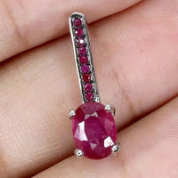 925 Sterling Silver Pendant Oval Ruby 7x5mm Ruby Diamond Cut Gemstone Jewelry ABC Jewelery