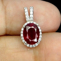 925 Sterling Silver Pendant Oval Ruby 8x6mm Natural Gemstone Jewelry ABC Jewelery