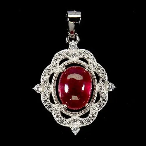 925 Sterling Silver Pendant Oval Ruby 8x6mm Natural Gemstone Jewelry ABC Jewelery