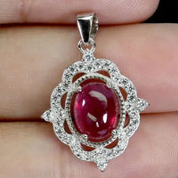 925 Sterling Silver Pendant Oval Ruby 8x6mm Natural Gemstone Jewelry ABC Jewelery