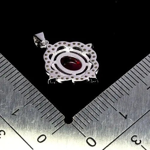 925 Sterling Silver Pendant Oval Ruby 8x6mm Natural Gemstone Jewelry ABC Jewelery