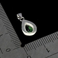 925 Sterling Silver Pendant Pear Green Topaz 7x5mm Natural Gemstone Jewelry ABC Jewelery