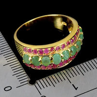 925 Sterling Silver Ring Oval Emerald 4x3mm Ruby Natural Gemstone Jewelry Size 7 ABC Jewelery