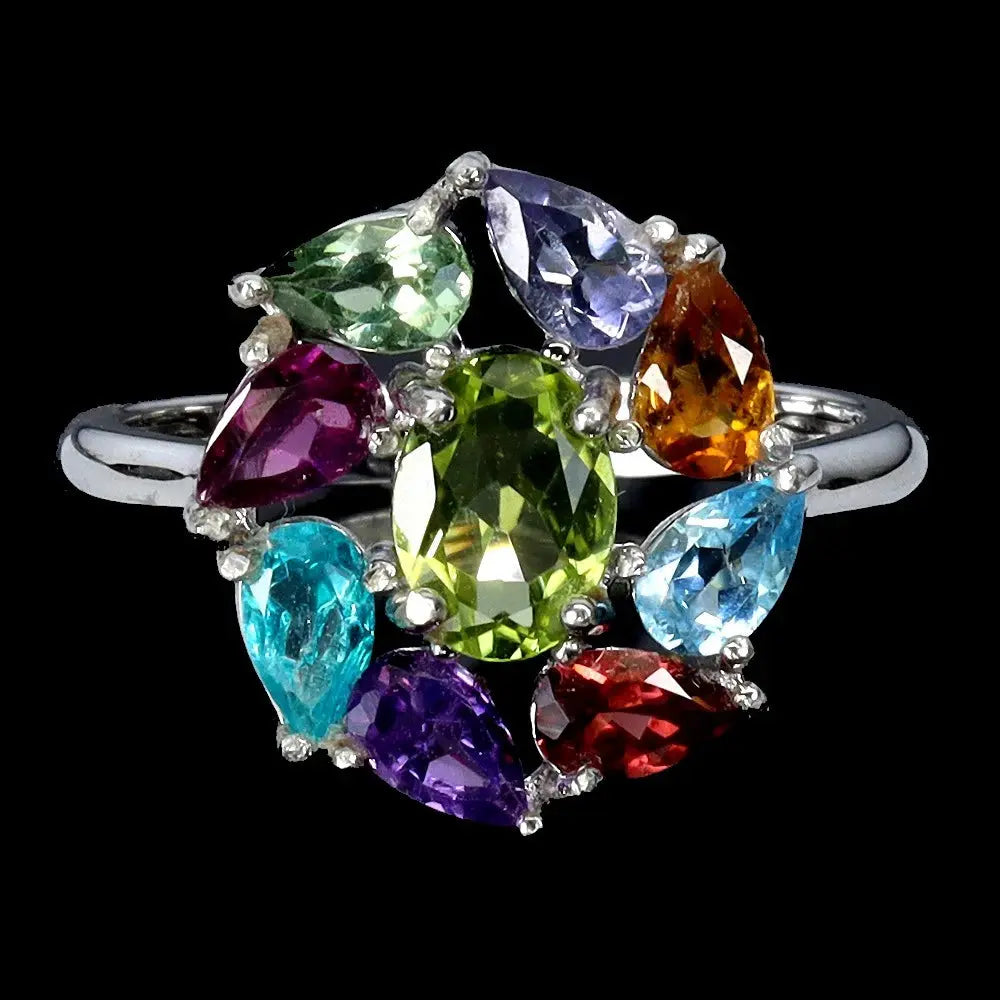 925 Sterling Silver Ring Oval Peridot 7x5mm Citrine Topaz Gemstone Jewelry ABC Jewelery