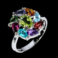 925 Sterling Silver Ring Oval Peridot 7x5mm Citrine Topaz Gemstone Jewelry ABC Jewelery