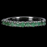 925 Sterling Silver Ring Round Emerald 2.5mm Natural Gemstone Jewelry Size 8 ABC Jewelery