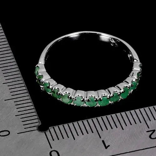 925 Sterling Silver Ring Round Emerald 2.5mm Natural Gemstone Jewelry Size 8 ABC Jewelery