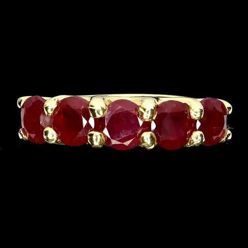 925 Sterling Silver Ring Round Ruby 5mm Natural Gemstone Jewelry Size 7 ABC Jewelery